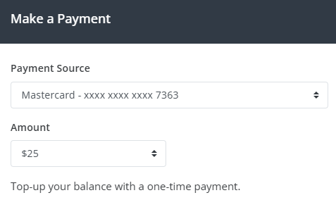 Select amount and payment method